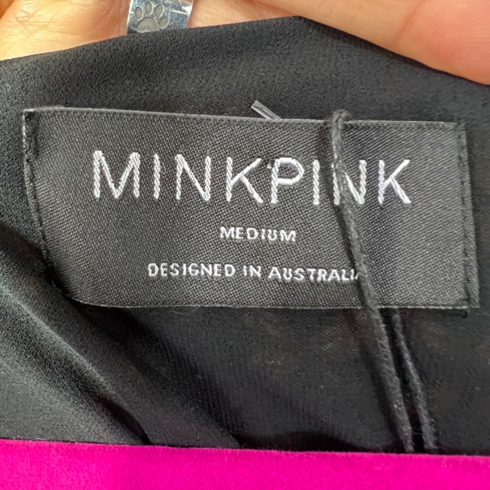 🚫•👗NWT($138) |•MINKPINK•| Valentina Mini Dress Knotted Twist Front Long Sleeve M - Picture 7 of 15